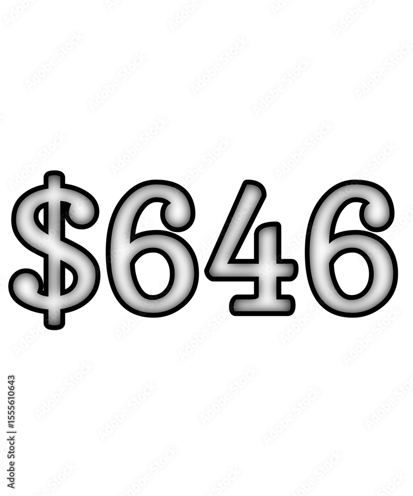 dollar sign on white background $646 dollar sign on white background $646