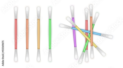 Single Use Cotton Swab ear cotton swabs on a white