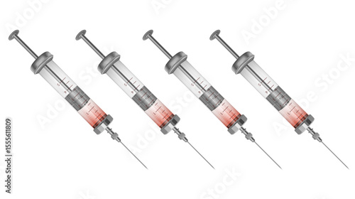 Glass syringe vector illustration on white. Medical syringe