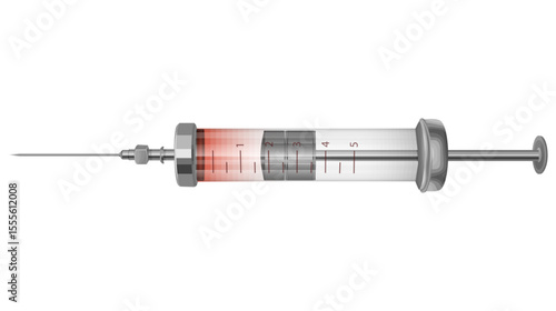 Glass syringe vector illustration on white. Medical syringe