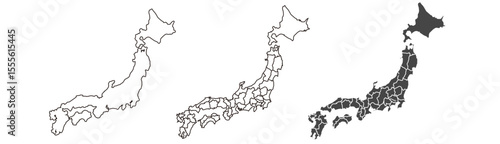 Japan map – vector illustration of prefectures and political borders