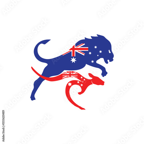 Bold and unique lion and kangaroo logo design symbolizing strength, agility, and dynamic energy. Perfect for sports teams, adventure brands, or businesses wanting a standout identity.
