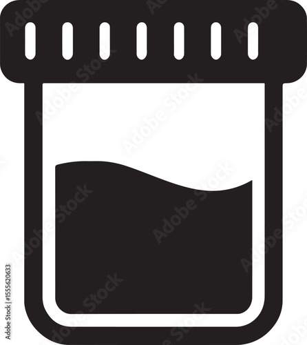 Silhouette vector of a urine sample cup for medical testing and diagnostics. EPS format for health-related design.
