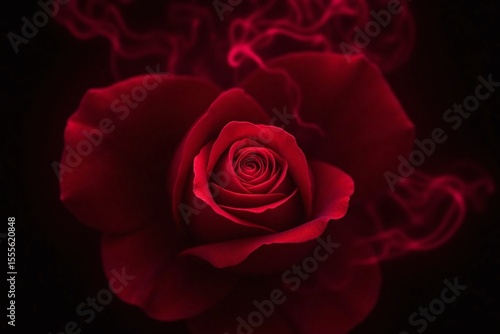 red rose in the middle of a black background