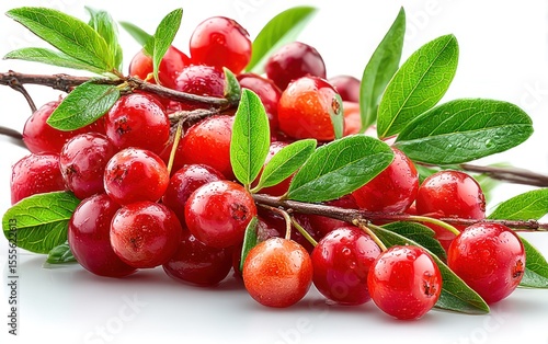 Wallpaper Mural Fresh red berries on branches Torontodigital.ca