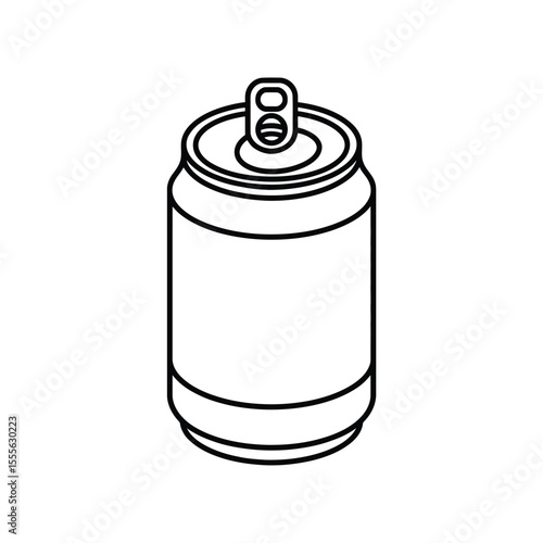Outline Illustration of a Soda Can with Pull Tab on White