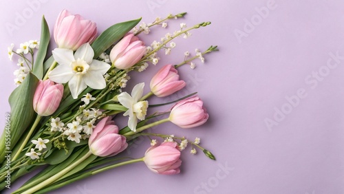 Wallpaper Mural Elegant Spring Floral Bouquet with Pink Tulips and White Daffodils Torontodigital.ca