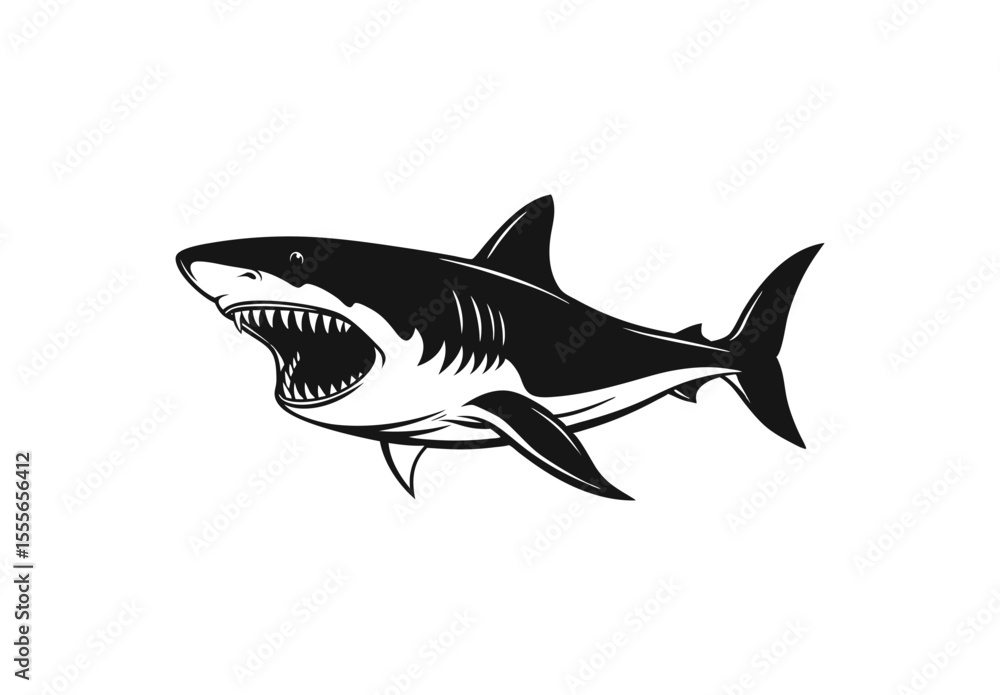 Obraz premium A shark vector illustration silhouette