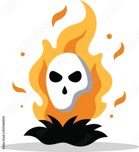 Ghost in Flame Vector Illustration