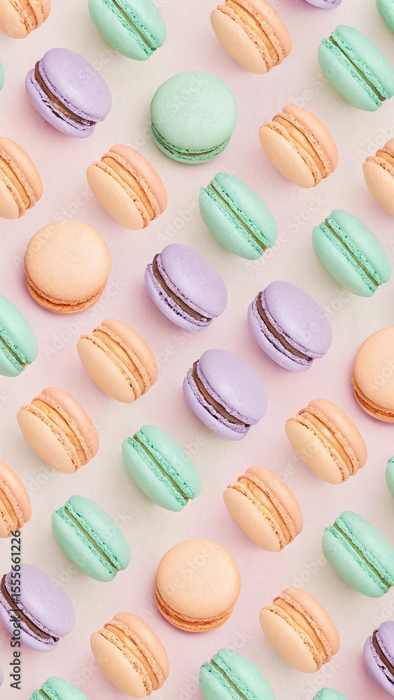 Pastel Macaron Pattern on Pink Background macarons Pastel Macaron Pattern on Pink Background macarons