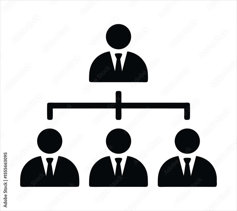 Leadership and Management Structure Icon, Corporate Chain of Command On White Background Leadership and Management Structure Icon, Corporate Chain of Command On White Background