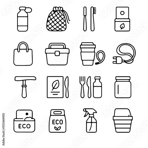 A collection of eco-friendly products, featuring sustainable options for everyday living, encouraging a green lifestyle.