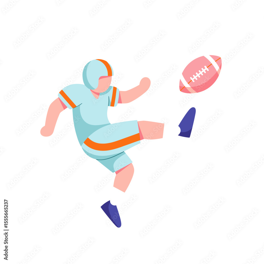 Fototapeta premium Football player kicking a ball in mid-air with colorful uniform
