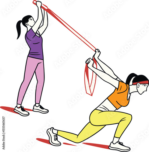 Two Woman excercise in gym