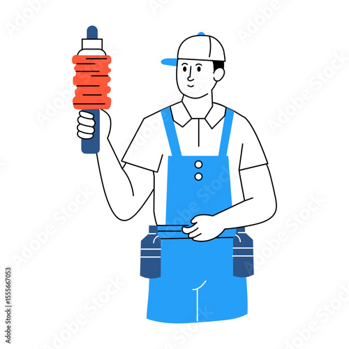 A drawing style illustration of repairman
