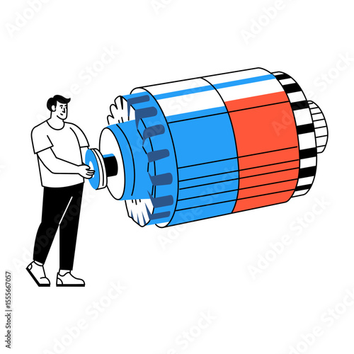 A drawing style illustration showing alternator repairing
