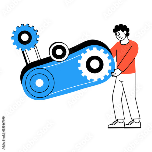 A drawing style illustration of engine repair
