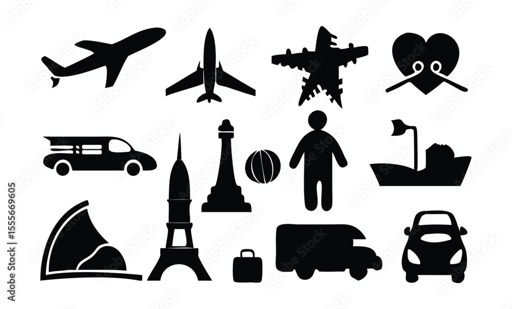 Naklejka premium travel icon set vector illustration
