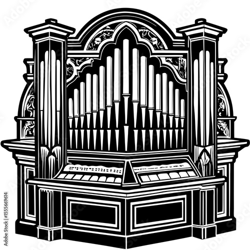 organ pipes isolated on white