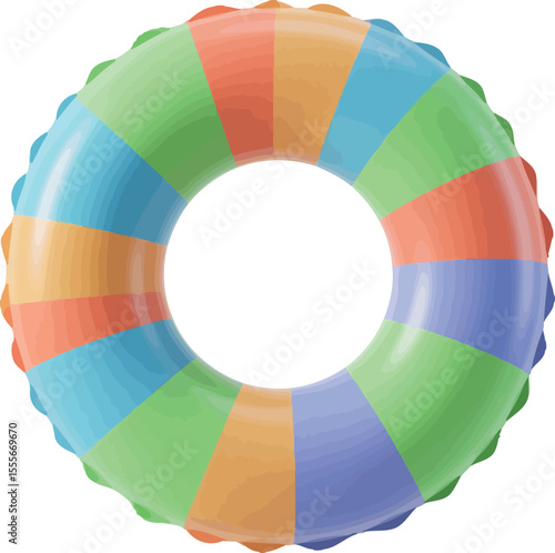 Colorful Striped Inflatable Ring Illustration Fun and Playful Design Summer Beach and Pool Accessory Vacation and Leisure Item
