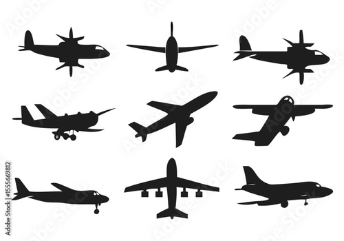 various type of airplane icon set vector illustration