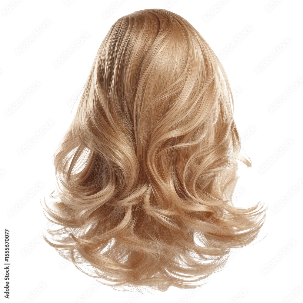 Naklejka premium Luxurious Long Blonde Hair with Perfectly Styled Waves Showcasing Volume and Flowing Texture in a Striking Hairpiece Display
