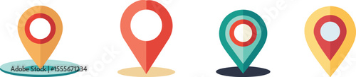 Location Pin Map Markers Set, GPS Pointer Icons Collection, Navigation Mark Flat Design Elements.