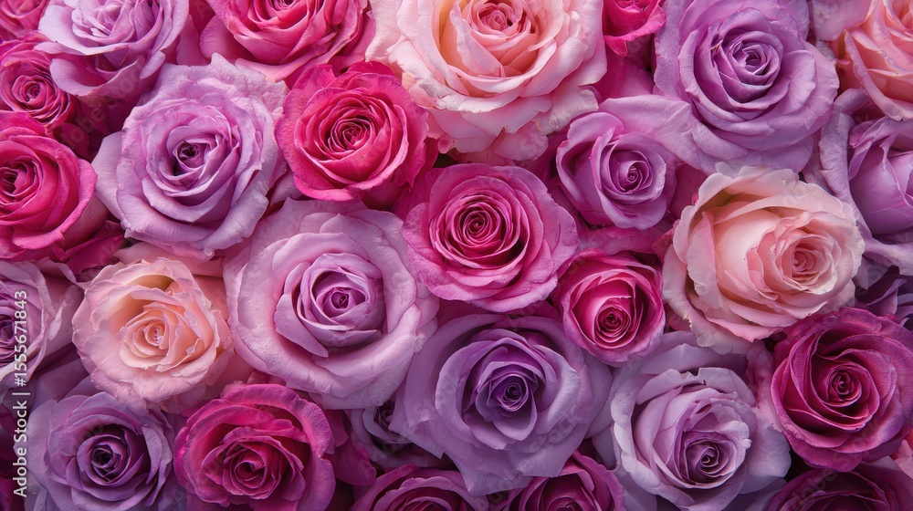 A Captivating Arrangement of Pink and Purple Roses, Showcasing the Beauty and Diversity of These Exquisite Blooms in Full Bloom A Captivating Arrangement of Pink and Purple Roses, Showcasing the Beauty and Diversity of These Exquisite Blooms in Full Bloom
