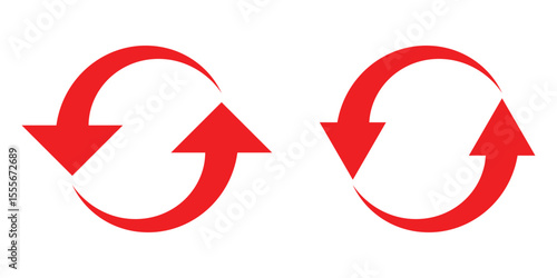 Clean and simple rotating arrows for update, reload, or loop symbols.