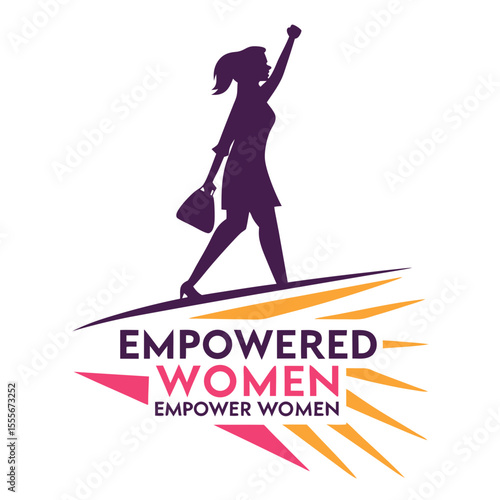 Empowered women empower women silhouette logo with abstract graphic elements