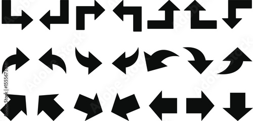 Collection different arrows sign. Black vector arrows icons. Vector illustration.