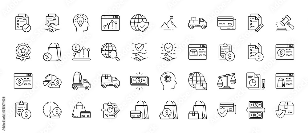 Online store icons. Online store line icons collection. Document, Trust, Smart, Browser, Dashboard, Goal, Truck, Legal, Alert Commerce, Credit Card, Medal Stroke isolated vector on white background. Online store icons. Online store line icons collection. Document, Trust, Smart, Browser, Dashboard, Goal, Truck, Legal, Alert Commerce, Credit Card, Medal Stroke isolated vector on white background.