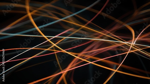 A Spectacular Display of Vibrant Lines and Colorful Light Trails on a Dark Background, Showcasing Creative Abstract Patterns and Motion