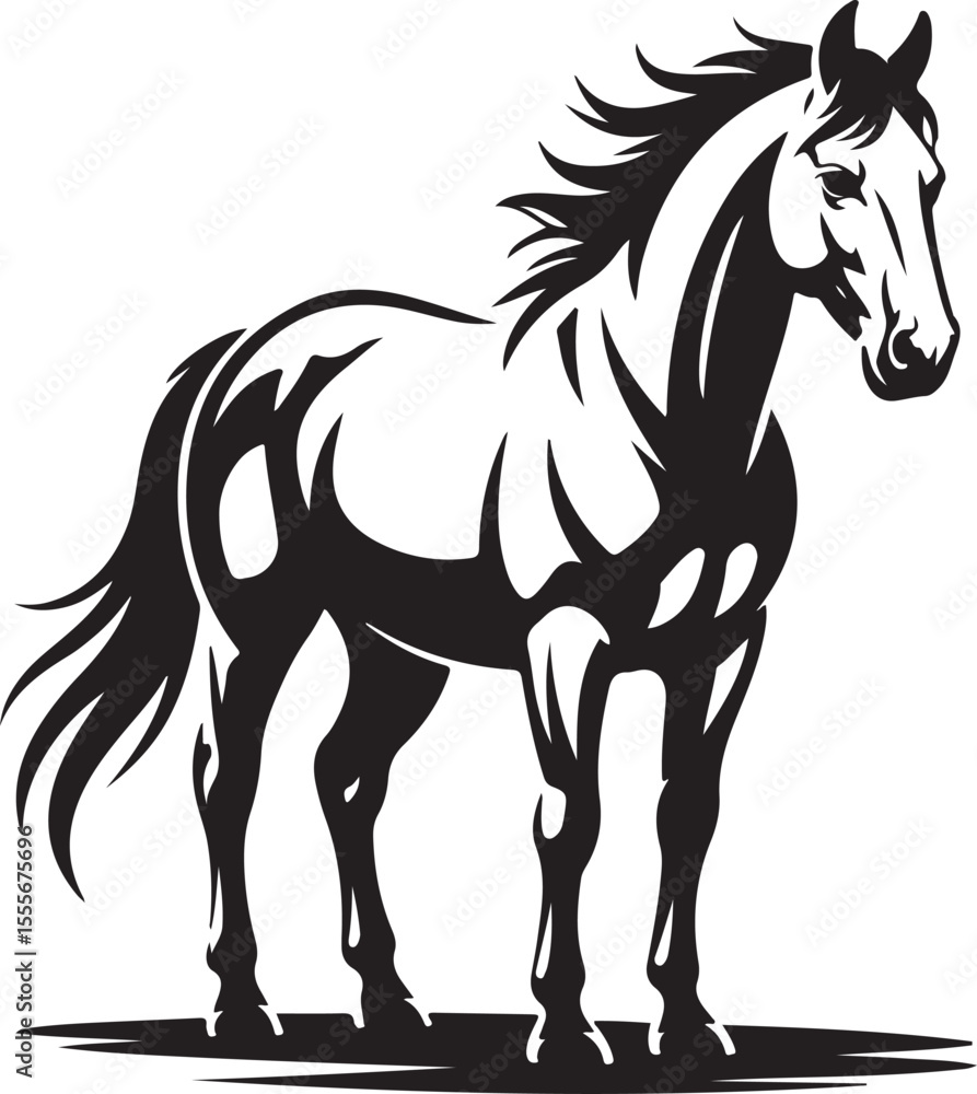 Obraz premium Elegant Horse Silhouette Vector Illustration for Equine Enthusiasts