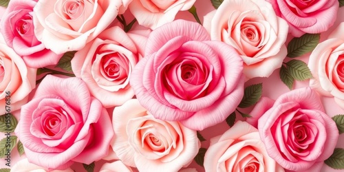 Elegant pink and white rose seamless vector pattern, perfect for textile and wallpaper design, flower, blossom