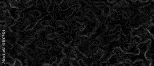 Seamless pattern inspired by physical geography and terrain relief. Abstract black and white topographic map illustration in vector style.