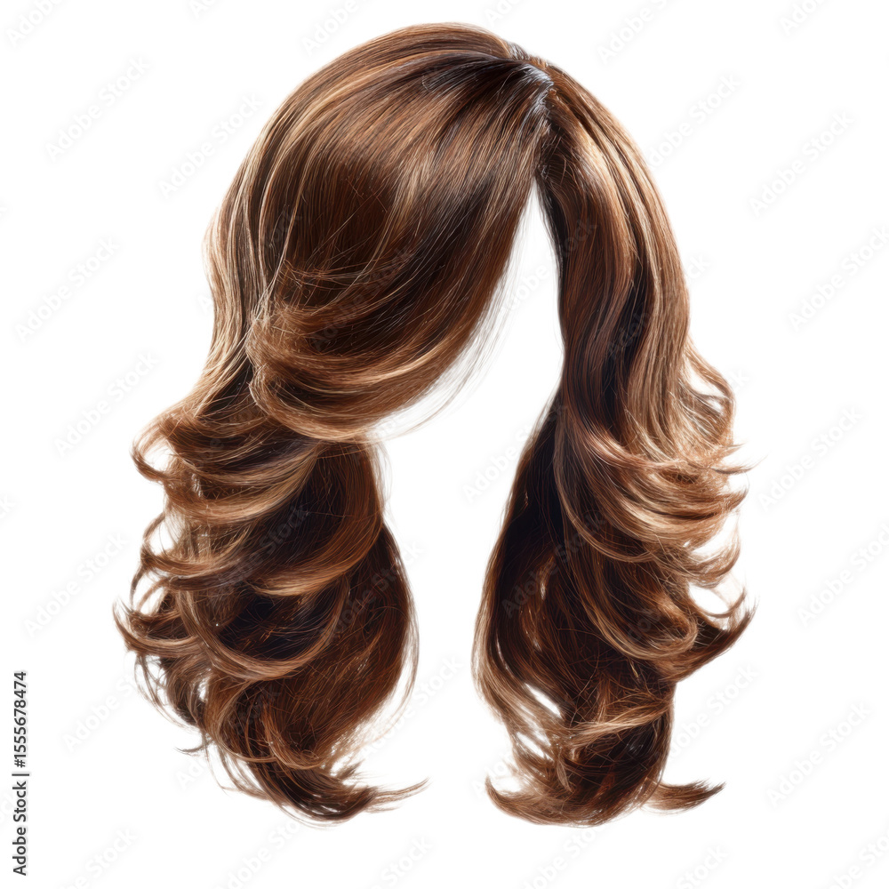 Obraz premium Long brown wig with a lot of volume and curls