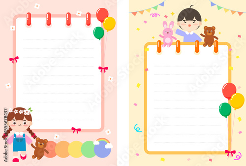 귀여운 어린이 캐릭터 배경 일러스트 디자인. 벡터 일러스트레이션.