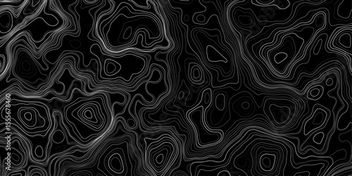 Seamless pattern inspired by physical geography and terrain relief. Abstract black and white topographic map illustration in vector style.