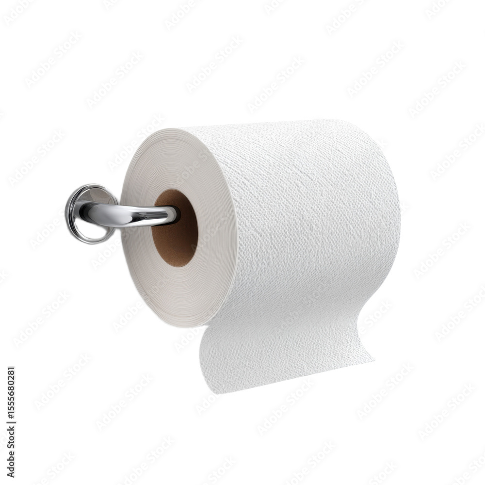 Obraz premium Roll of toilet paper is hanging on a wall