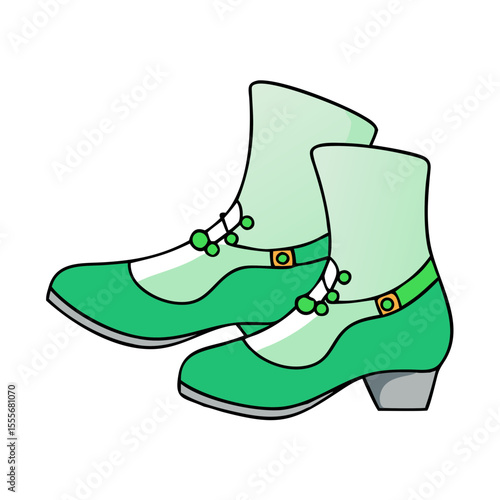 Charming green mary jane boots with decorative buckles and beads