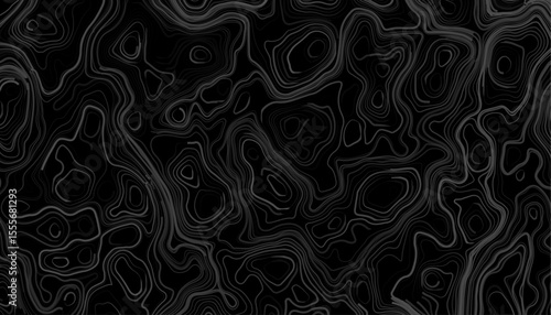 Seamless pattern inspired by physical geography and terrain relief. Abstract black and white topographic map illustration in vector style.