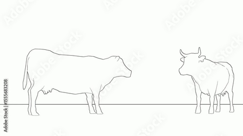 cow line art animation