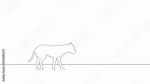 walking dog line art animation