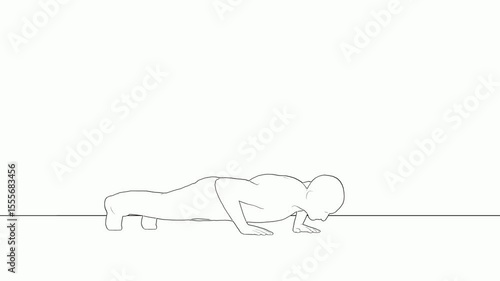 human pushup line art animation