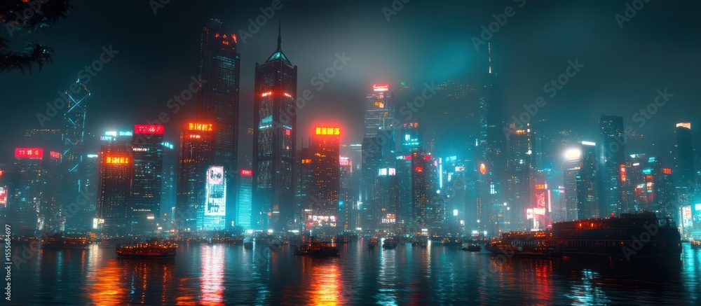 Fototapeta premium Neon Cityscape at Night