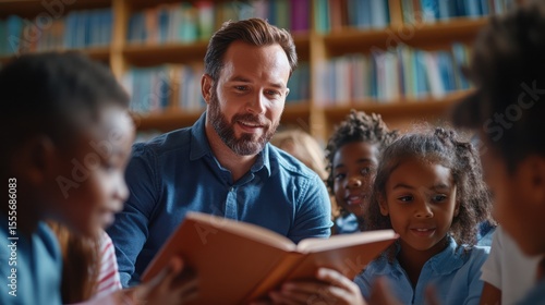 Teacher reading to children