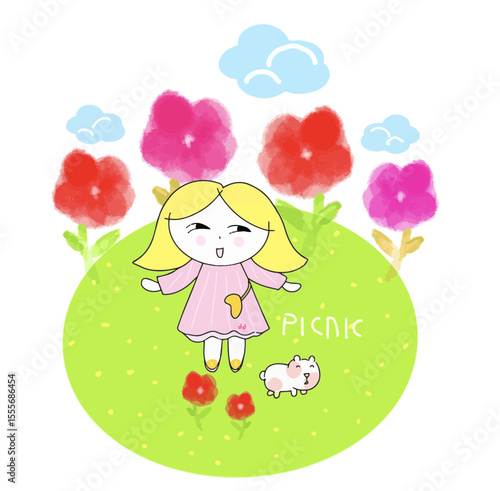 little girl with a flower