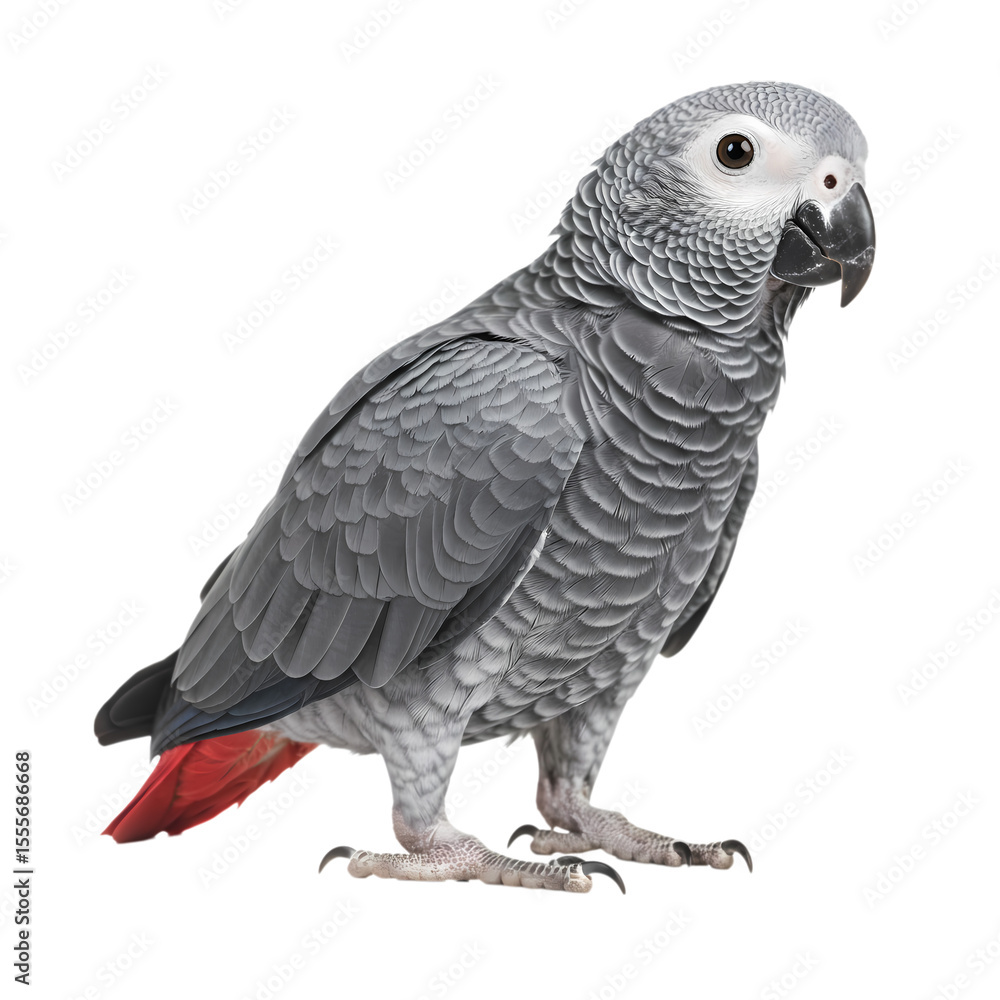 Naklejka premium African Grey Parrot: Majestic Bird Portrait