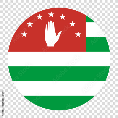 Flag of Abkhazia. Abkhazia circle flag logo icon computer vector illustration design. Checkerboard background.